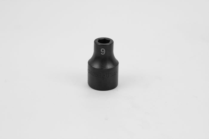 9 mm 1/2" Drive 6 Point Standard Metric Impact Socket