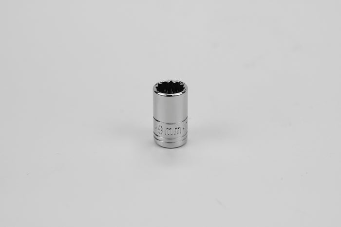 9 mm 1/4" Drive 12 Point Metric Standard Chrome Socket