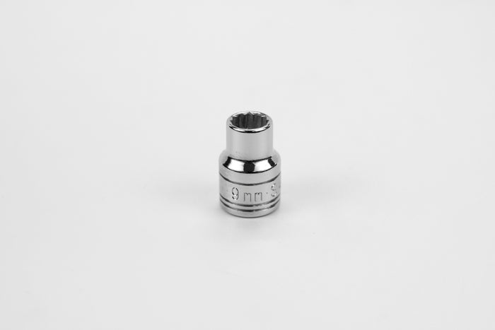 9 mm 3/8" Drive 12 Point Metric Standard Chrome Socket