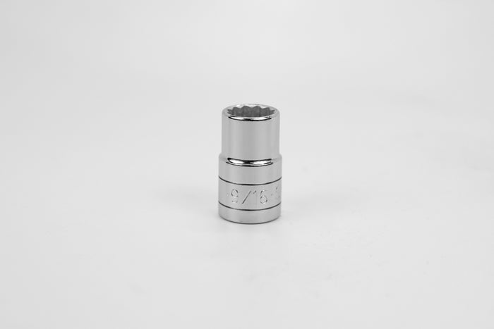 9/16" 1/2" Drive 12 Point Fractional Standard Chrome Socket