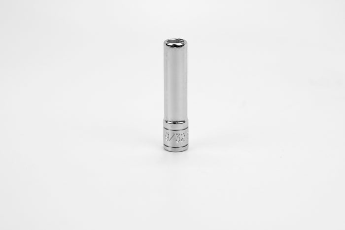 9/32" 1/4" Drive 6 Point Fractional Deep Chrome Socket
