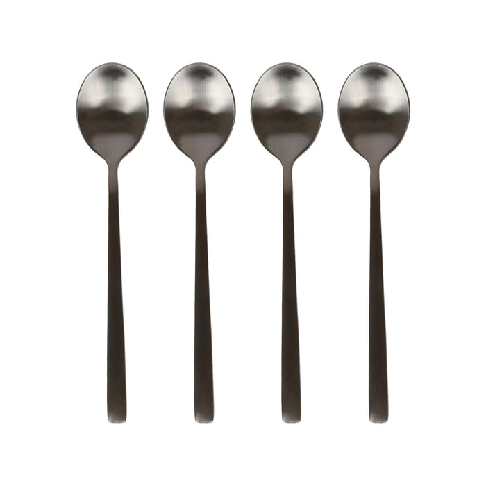 Black 14.5cm Stainless Steel Teaspoons - Pack of 4