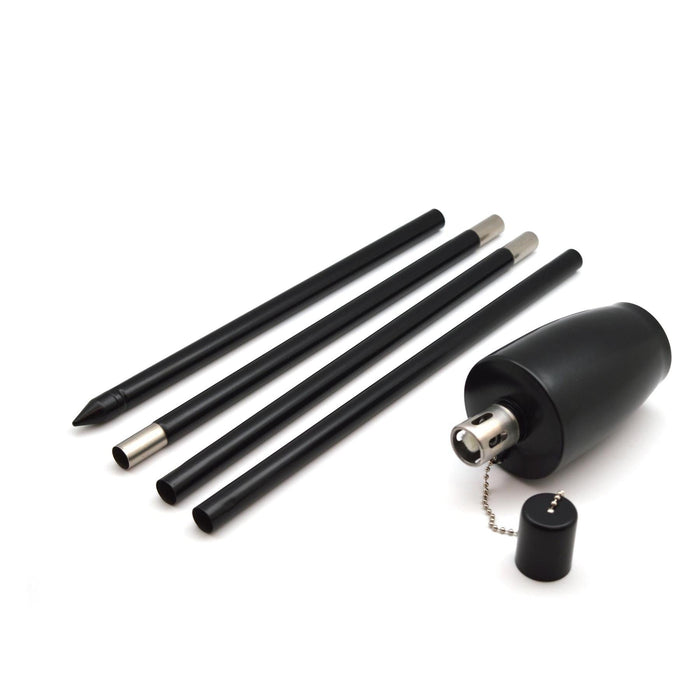 Black 1.46m Stainless Steel Barrel Garden Torches - Pack of 2