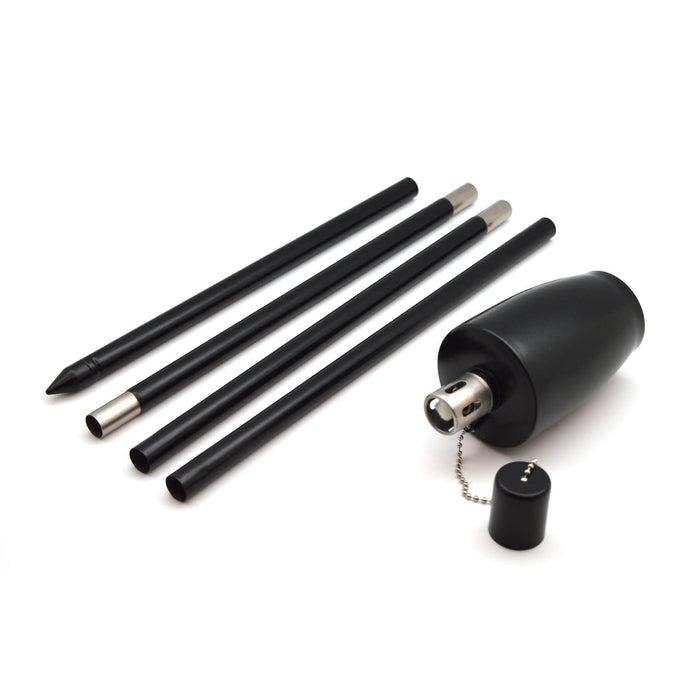 Black 1.46m Stainless Steel Barrel Garden Torches - Pack of 6