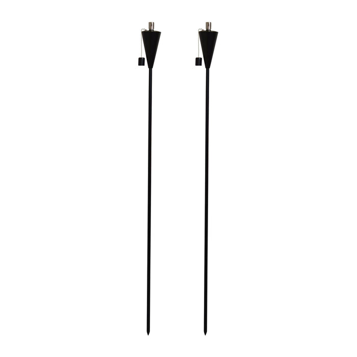 Black 1.46m Stainless Steel Cone Garden Torches - Pack of 2