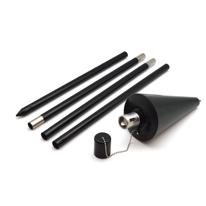 Black 1.46m Stainless Steel Cone Garden Torches - Pack of 2