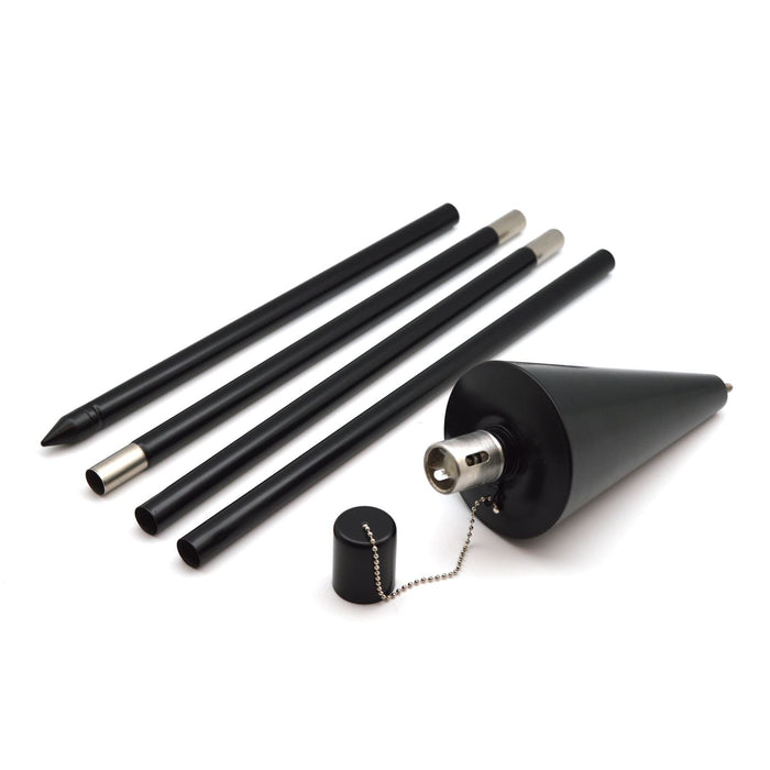 Black 1.46m Stainless Steel Cone Garden Torches - Pack of 6