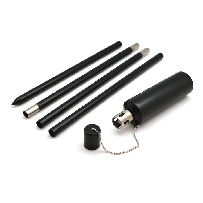 Black 1.46m Stainless Steel Round Garden Torches - Pack of 2