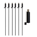 Black 1.46m Stainless Steel Round Garden Torches - Pack of 6