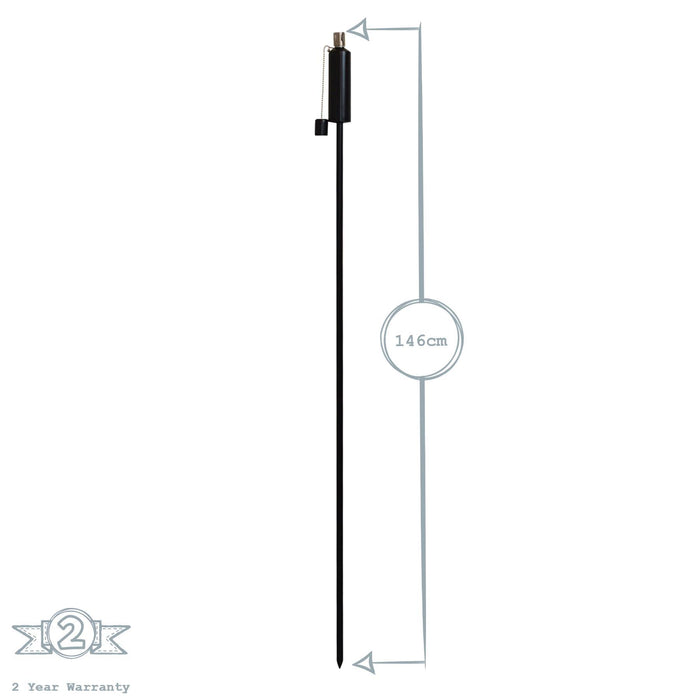 Black 1.46m Stainless Steel Round Garden Torches - Pack of 6