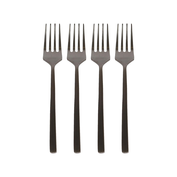 Black 15cm Stainless Steel Cake Forks - Pack of 4