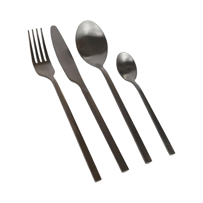 Black 16-Piece Stainless Steel Cutlery Set