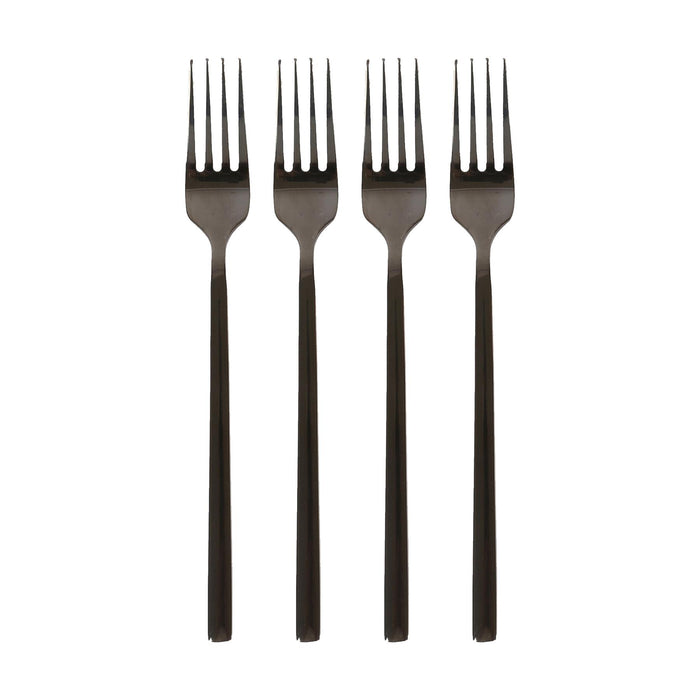 Black 19.5cm Stainless Steel Dinner Forks - Pack of 4