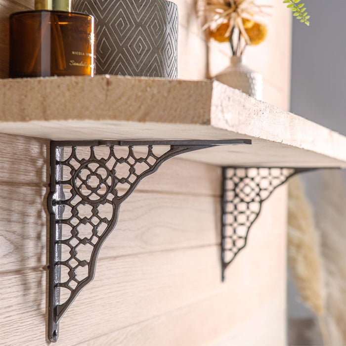 Black 205mm Honeycomb Iron Shelf Bracket