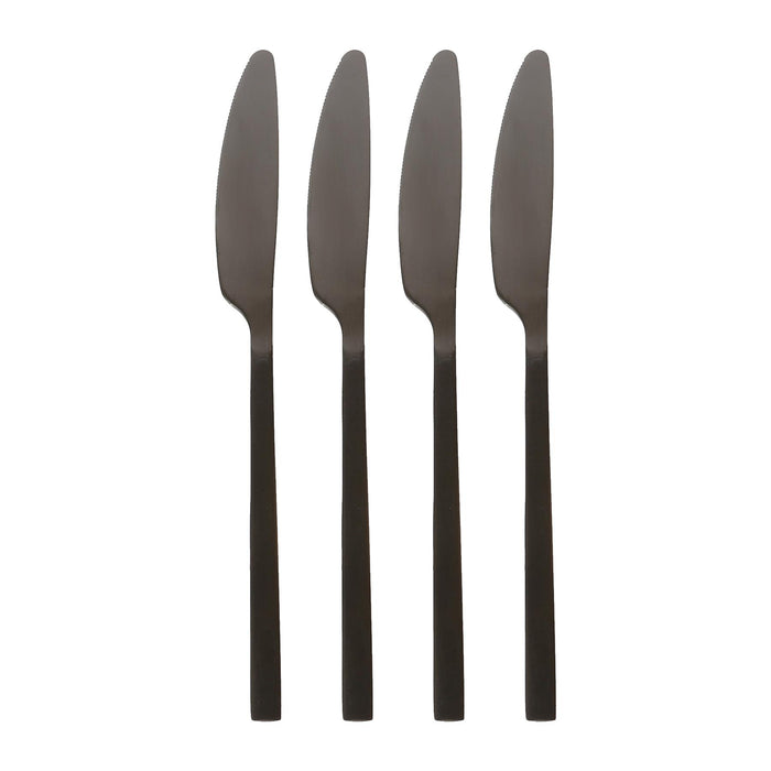 Black 21cm Stainless Steel Dinner Knives - Pack of 4