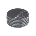 Black Marble-Effect Round Glass Coasters - Pack of 6