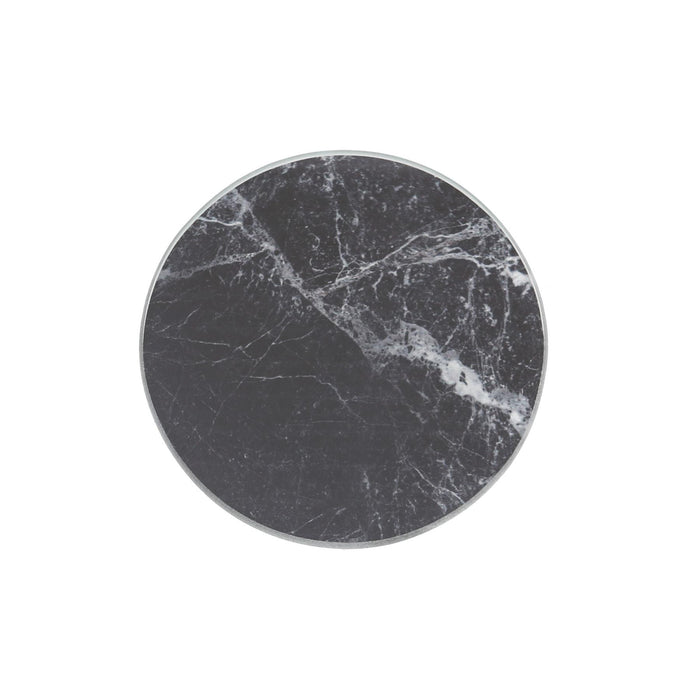Black Marble-Effect Round Glass Coasters - Pack of 6