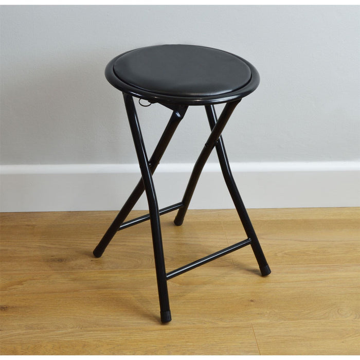 Black Padded Folding Stool