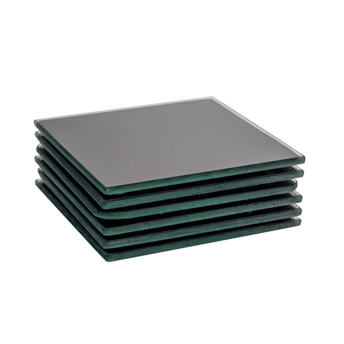 Black Square Glass Coasters - Pack of 6