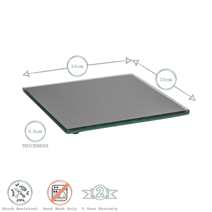 Black Square Glass Coasters - Pack of 6