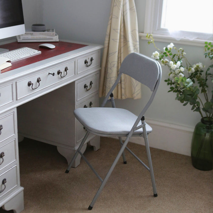 Blue Fabric Padded Folding Chair