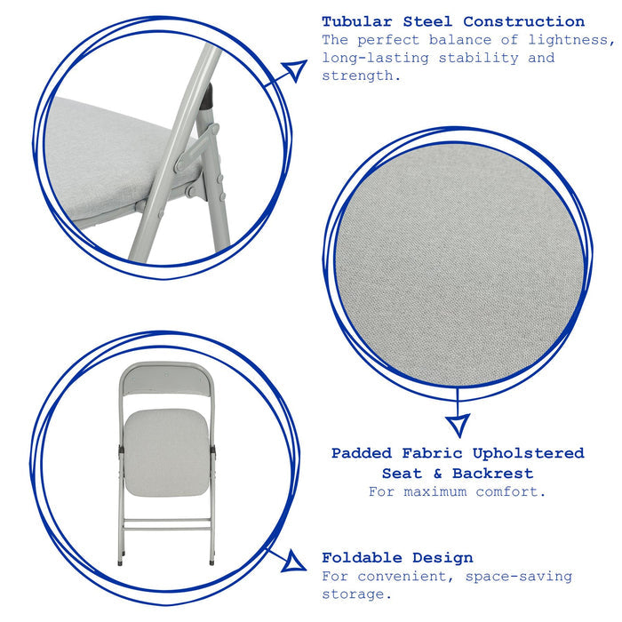 Blue Fabric Padded Folding Chair