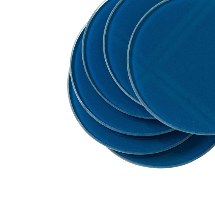 Blue Round Glass Coasters - Pack of 6