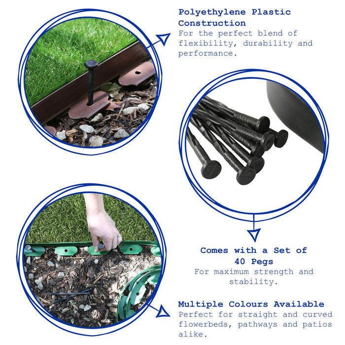 Brown Flexible Plastic Lawn & Path Edging
