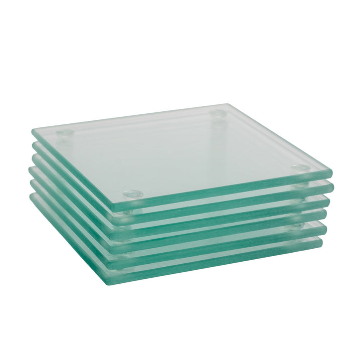 Clear Square Glass Coasters - Pack of 6