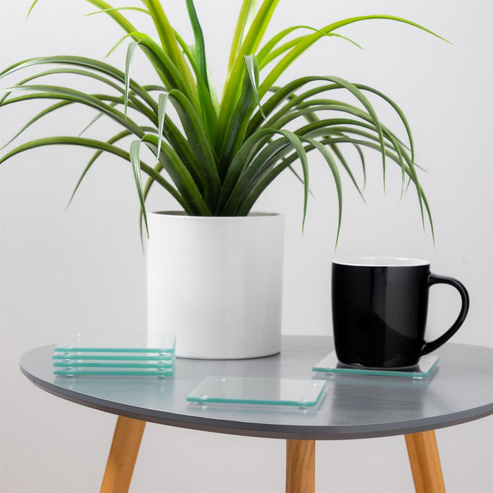 Clear Square Glass Coasters - Pack of 6