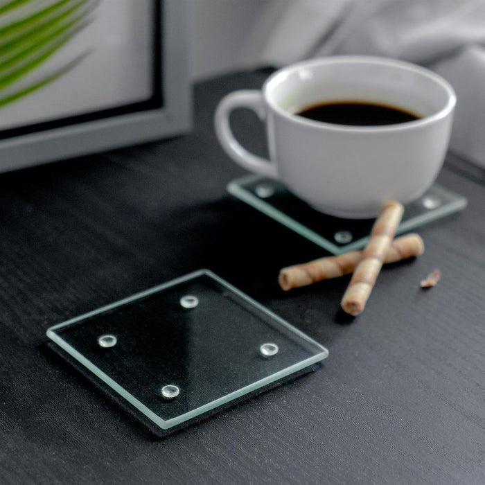 Clear Square Glass Coasters - Pack of 6