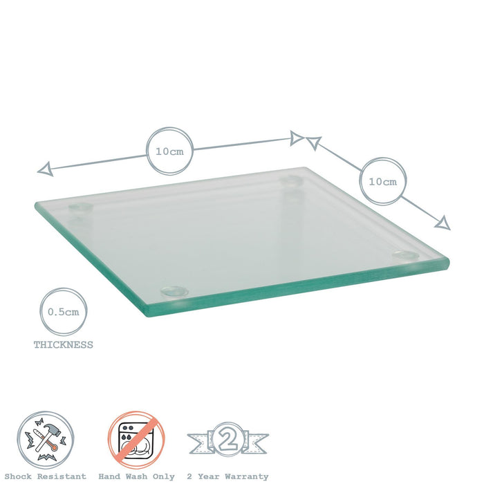Clear Square Glass Coasters - Pack of 6