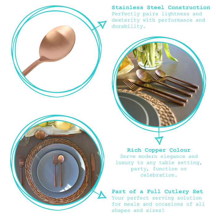 Copper 14.5cm Stainless Steel Teaspoons - Pack of 4