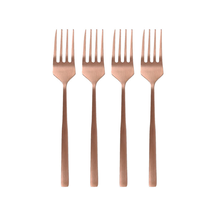 Copper 15cm Stainless Steel Cake Forks - Pack of 4