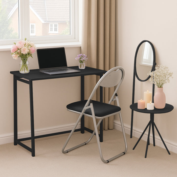 Deluxe Black Folding Wooden Desk