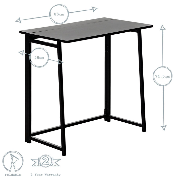 Deluxe Black Folding Wooden Desk