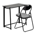 Deluxe Folding Wooden Desk & Chair Set - Black
