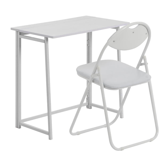 Deluxe Folding Wooden Desk & Chair Set - White