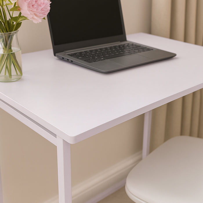 Deluxe Folding Wooden Desk & Chair Set - White