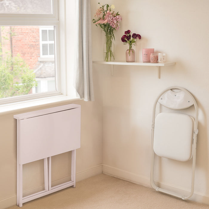 Deluxe Folding Wooden Desk & Chair Set - White