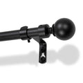 Extendable Metal Ball Curtain Pole Kit - 77 to 150cm - Matt Black