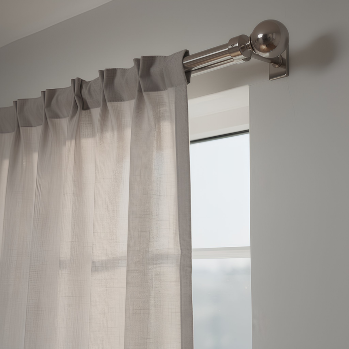 Extendable Metal Ball Curtain Pole Kit - 77 to 250cm - Brushed Nickel