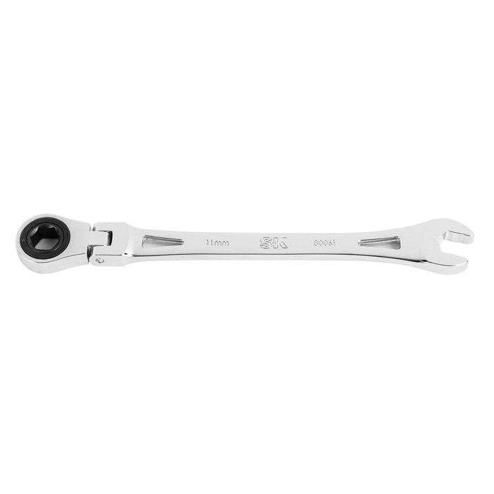 SK80061 - Flex-Head X-Frame® 6-Point Metric Chrome Ratcheting Combination Wrench, 11mm