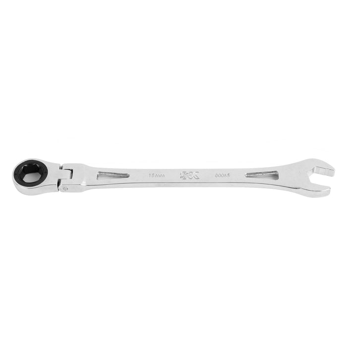 SK80065 - Flex-Head X-Frame® 6-Point Metric Chrome Ratcheting Combination Wrench, 15mm