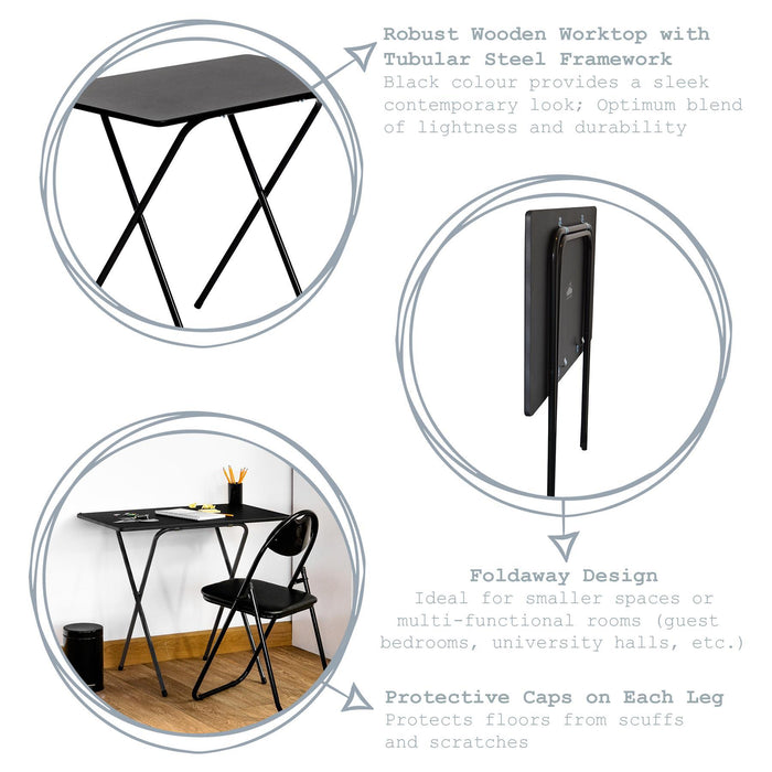 Folding Wooden Desk - Black
