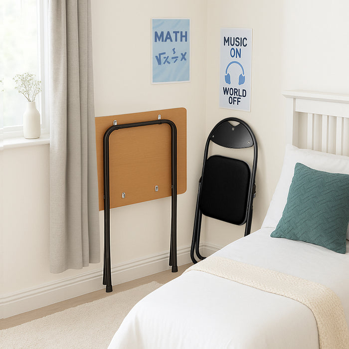Folding Wooden Desk - Brown & Black