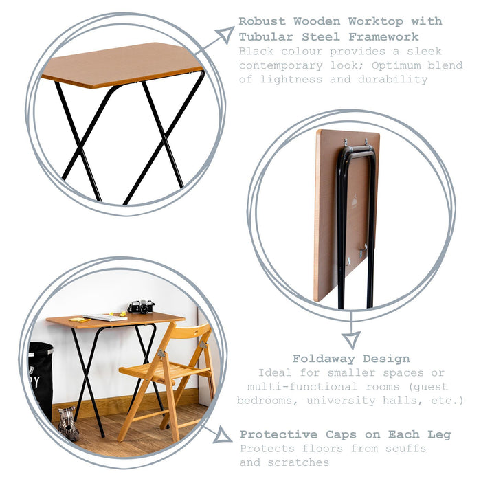 Folding Wooden Desk - Brown & Black
