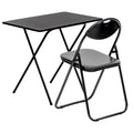 Folding Wooden Desk & Chair Set - Black