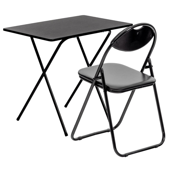 Folding Wooden Desk & Chair Set - Black