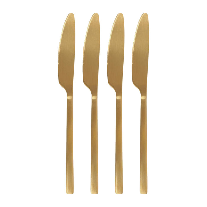 Gold 21cm Stainless Steel Dinner Knives - Pack of 4